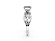 Solitaire Engagement Ring Setting for Fancy Green Radiant Cut Center with Criss-Cross Accent Band and Prong Head in White Gold
