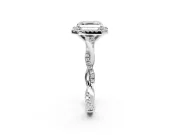 Halo Engagement Ring Setting for Asscher Cut Center with Pave and Plain Twist Band and Prong Head in Sterling Silver