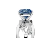 Solitaire Engagement Ring Setting for Fancy Blue Cushion Cut Center with Criss-Cross Accent Band and Prong Head in Sterling Silver