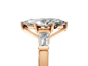 3 Stone Engagement Ring Setting for Marquise Center with Channel Baguette Accents and Prong Head in Rose Gold