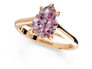 Solitaire Engagement Ring Setting for Fancy Pink Pear-Shaped Center with Cathedral Band and Prong Head in Rose Gold