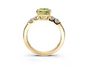 5 Stone Engagement Ring Setting for Fancy Yellow Princess Cut Center with Plain Band and Prong Head in Yellow Gold