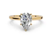 Solitaire Engagement Ring Setting for Pear-Shaped Center with Narrow Cathedral Band and Prong Head in Yellow Gold