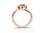 Solitaire Engagement Ring Setting for Fancy Blue Heart-Shaped Center with Wide Band and Bezel Head in Rose Gold