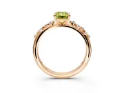 Cluster Engagement Ring Setting for Fancy Yellow Emerald Cut Center with Round Cut Accent Band and Prong Head in Rose Gold