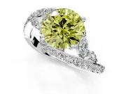 Solitaire Engagement Ring Setting for Fancy Yellow Round Cut Center with Pave Bypass Twist Band and Prong Head in Platinum