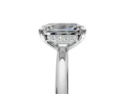 Hidden Halo Engagement Ring Setting for Emerald Cut Center with Thin Rounded Band and Prong Head in White Gold