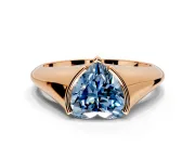 Tension Engagement Ring Setting for Fancy Blue Heart-Shaped Center with Wide Tapered Band and Tension Head in Rose Gold