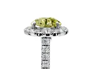 Halo Engagement Ring Setting for Fancy Yellow Round Cut Center with Narrowing Pave Band and Prong Head in Sterling Silver