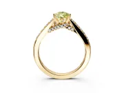 Solitaire Engagement Ring Setting for Fancy Yellow Pear-Shaped Center with Crossover Accents and Prong Head in Yellow Gold