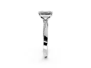 Side Accent Engagement Ring Setting for Emerald Cut Center with Accent Shoulders and Prong Head in White Gold