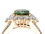 Halo Engagement Ring Setting for Fancy Green Princess Cut Center with Two-Strand Split Shank and Prong Head in Rose Gold