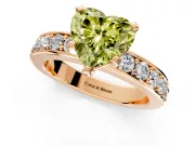 Solitaire Engagement Ring Setting for Fancy Yellow Heart-Shaped Center with Channel-Set Accents and Prong Head in Rose Gold