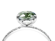 Solitaire Engagement Ring Setting for Fancy Green Oval Center with Pave Accents and Prong Head in Sterling Silver