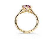Solitaire Engagement Ring Setting for Fancy Pink Round Cut Center with Cathedral Band and Prong Head in Yellow Gold