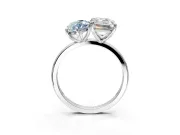 Fancy Blue Marquise and Emerald Cut Lab-Grown Diamond Toi et Moi Engagement Ring with Prong-Set Stones in Platinum