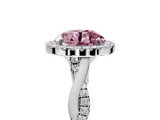 Halo Engagement Ring Setting for Fancy Pink Round Cut Center with Twist Band and Prong Head in Sterling Silver