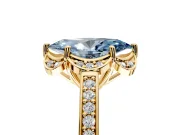 Floral Engagement Ring Setting for Fancy Blue Marquise Center with Four Accent Clusters and Prong Head in Yellow Gold