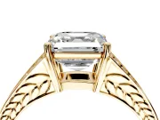 Split Shank Engagement Ring Setting for Asscher Cut Center with Pave Split Shank and Prong Head in Yellow Gold