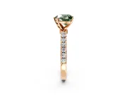 Open Basket Engagement Ring Setting for Fancy Green Heart-Shaped Center with Pave Band and Prong Head in Rose Gold