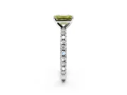 Solitaire Engagement Ring Setting for Fancy Yellow Emerald Cut Center with Fine Pave Band and Claw Prong Head in Sterling Silver