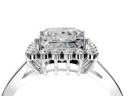Starburst Halo Engagement Ring Setting for Princess Cut Center with Flat Cathedral Band and Prong Head in Platinum