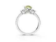 3 Stone Engagement Ring Setting for Fancy Yellow Marquise Center with Round Cut Side Accents and Prong Head in Sterling Silver