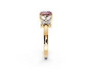 Floral Engagement Ring Setting for Fancy Pink Cushion Cut Center with Marquise Cluster Shoulders and Prong Head in Yellow Gold