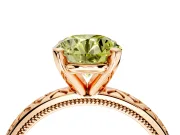 Solitaire Engagement Ring Setting for Fancy Yellow Round Cut Center with Milgrain X Pattern Band and Prong Head in Rose Gold