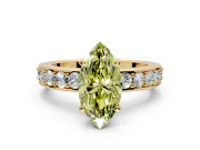 Solitaire Engagement Ring Setting for Fancy Yellow Marquise Center with Channel-Set Accents and Prong Head in Yellow Gold