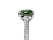 Solitaire Engagement Ring Setting for Fancy Green Cushion Cut Center with Channel Accents and Prong Head in White Gold