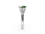 Cluster Engagement Ring Setting for Fancy Green Oval Center with Round Cut Accent Frame and Prong Head in Platinum