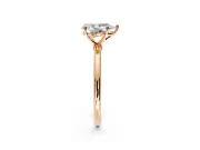 Solitaire Engagement Ring Setting for Pear-Shaped Center with Straight Thin Band and Prong Head in Rose Gold