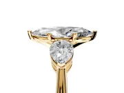 3 Stone Engagement Ring Setting for Marquise Center with Large Pear-Shaped Accents and Prong Head in Yellow Gold