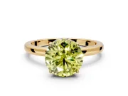Solitaire Engagement Ring Setting for Fancy Yellow Round Cut Center with Fine Wire Band and Prong Head in Yellow Gold