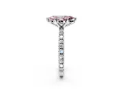 Solitaire Engagement Ring Setting for Fancy Pink Marquise Center with Fine Pave Band and Claw Prong Head in Platinum