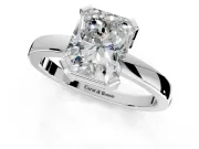 Solitaire Engagement Ring Setting for Radiant Cut Center with Plain Band and Flat Tab Prong Head in Sterling Silver