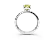 Solitaire Engagement Ring Setting for Fancy Yellow Cushion Cut Center with Scrollwork Band and Prong Head in Platinum