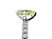 Solitaire Engagement Ring Setting for Fancy Yellow Pear-Shaped Center with Fine Pave Band and Claw Prong Head in Sterling Silver