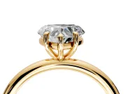 Low-Set Solitaire Engagement Ring Setting for Heart-Shaped Center with Thin Plain Band and Prong Head in Yellow Gold