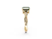 Solitaire Engagement Ring Setting for Fancy Green Asscher Cut Center with Twisted Pave Band and Prong Head in Yellow Gold
