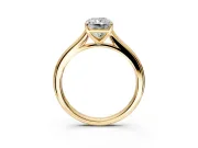Solitaire Engagement Ring Setting for Radiant Cut Center with Narrow Cathedral Band and Prong Head in Yellow Gold