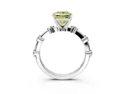 Solitaire Engagement Ring Setting for Fancy Yellow Princess Cut Center with Bezel Station Band and Prong Head in Platinum