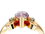 Solitaire Engagement Ring Setting for Fancy Pink Marquise Center with Twisted Band and Scroll Prong Head in Yellow Gold