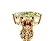 Leaf Engagement Ring Setting for Fancy Yellow Marquise Center with Milgrain Accent Band and Prong Head in Yellow Gold