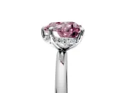 Hidden Halo Engagement Ring Setting for Fancy Pink Heart-Shaped Center with Thin Rounded Band and Prong Head in Platinum