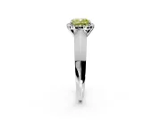 Halo Engagement Ring Setting for Fancy Yellow Cushion Cut Center with Knife Ridge Cathedral Band and Prong Head in Sterling Silver