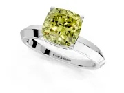 Solitaire Engagement Ring Setting for Fancy Yellow Cushion Cut Center with Wide Knife Ridge Band and Prong Head in Sterling Silver