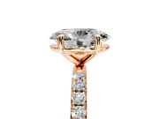 Solitaire Engagement Ring Setting for Oval Center with Micro Pave Band and Prong Head in Rose Gold