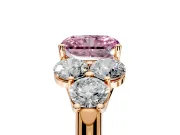 Cluster Engagement Ring Setting for Fancy Pink Radiant Cut Center with Round Cut Accent Frame and Prong Head in Rose Gold